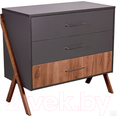 Комод Polini Kids Porto 2200 / 0002572.164 (графит/дуб крафт) - фото