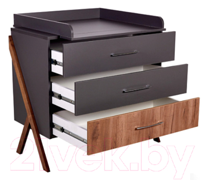 Комод Polini Kids Porto 2200 / 0002572.164 (графит/дуб крафт)