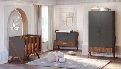 Шкаф Polini Kids Porto 3100 / 0002573.164 (графит/дуб крафт)