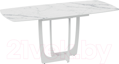 Обеденный стол ТриЯ Орфей (белый муар/стекло глянцевое белый мрамор)