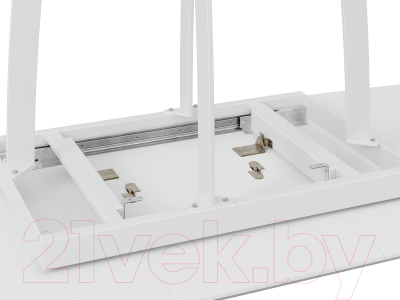 Обеденный стол ТриЯ Орфей (белый муар/стекло глянцевое белый мрамор)