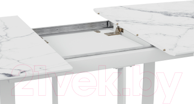 Обеденный стол ТриЯ Орфей (белый муар/стекло глянцевое белый мрамор)