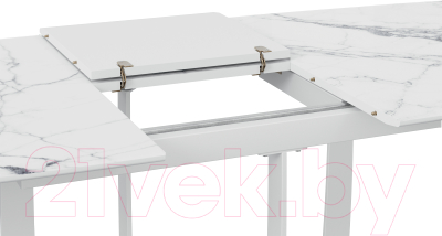 Обеденный стол ТриЯ Орфей (белый муар/стекло глянцевое белый мрамор)