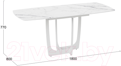 Обеденный стол ТриЯ Орфей (белый муар/стекло глянцевое белый мрамор)