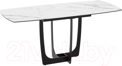 Обеденный стол ТриЯ Орфей (черный муар/стекло глянцевое белый мрамор)