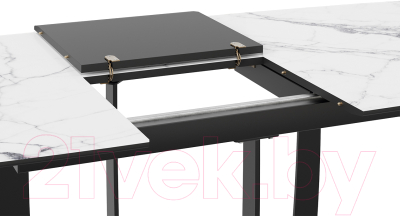 Обеденный стол ТриЯ Орфей (черный муар/стекло глянцевое белый мрамор)