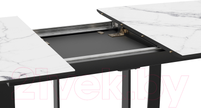 Обеденный стол ТриЯ Орфей (черный муар/стекло глянцевое белый мрамор)