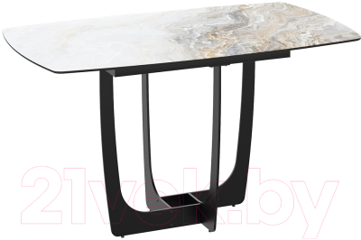Обеденный стол ТриЯ Орфей (черный муар/стекло глянцевое оникс) - фото