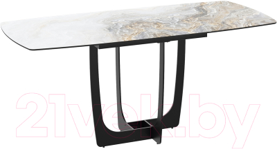 Обеденный стол ТриЯ Орфей (черный муар/стекло глянцевое оникс)