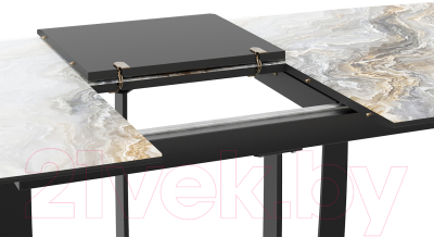 Обеденный стол ТриЯ Орфей (черный муар/стекло глянцевое оникс)