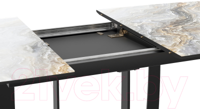 Обеденный стол ТриЯ Орфей (черный муар/стекло глянцевое оникс)