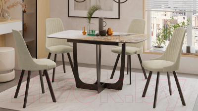 Обеденный стол ТриЯ Орфей (черный муар/стекло глянцевое оникс)