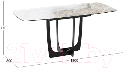 Обеденный стол ТриЯ Орфей (черный муар/стекло глянцевое оникс)