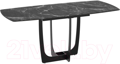 Обеденный стол ТриЯ Орфей (черный муар/стекло глянцевое черный мрамор)
