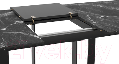 Обеденный стол ТриЯ Орфей (черный муар/стекло глянцевое черный мрамор)