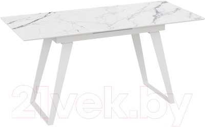 Обеденный стол ТриЯ Техно (белый муар/стекло глянцевое белый мрамор)