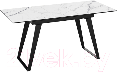 Обеденный стол ТриЯ Техно (черный муар/стекло глянцевое белый мрамор)