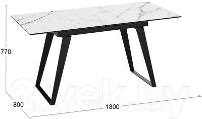 Обеденный стол ТриЯ Техно (черный муар/стекло глянцевое белый мрамор)
