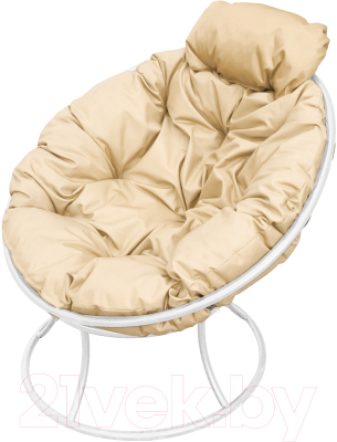 Кресло садовое M-Group Папасан мини / 12060101 (белый/бежевая подушка) - фото