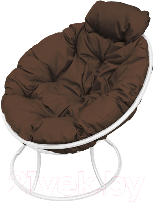 Кресло садовое M-Group Папасан мини / 12060105 (белый/коричневая подушка) - фото