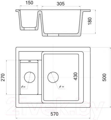 Мойка кухонная Wisent 580-30WQ