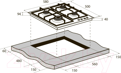 Газовая варочная панель Zugel ZGH600B