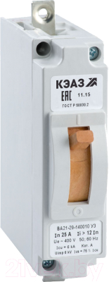 Выключатель автоматический КЭАЗ ВА21-29-120010-1А-3Iн-400AC-У3 / 100575 - фото