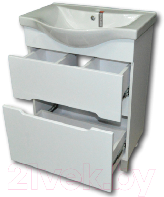 Тумба с умывальником Гамма Р25оФ8-У65 Альбатрос-10065 (фасад белый)