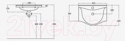 Тумба с умывальником Гамма Р25оФ8-У65 Альбатрос-10065 (фасад белый)