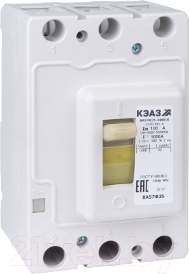 Выключатель автоматический КЭАЗ ВА57Ф35-340010-31,5А-315-400AC-УХЛ3 / 151418 - фото