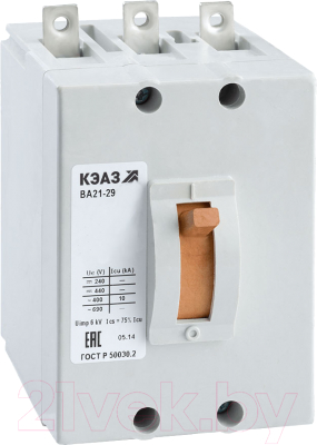 Выключатель автоматический КЭАЗ ВА21-29-320010-12.5А-12Iн-400AC-З/П-У3 / 102767 - фото