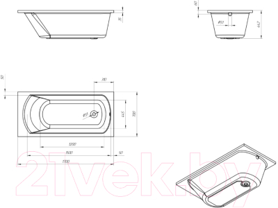 Ванна акриловая Eurolux Miamika 170x70