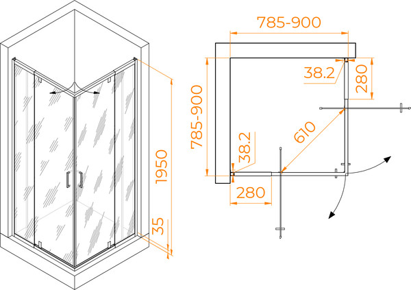 Душевой уголок RGW PA-038 / 350803888-11