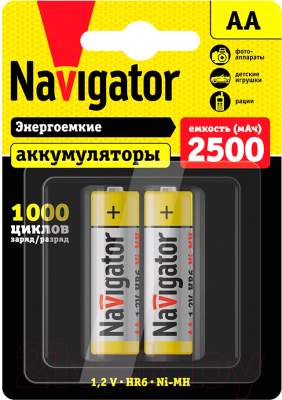 Комплект аккумуляторов Navigator АА NHR-2500-HR6-BP2 94 464 - фото