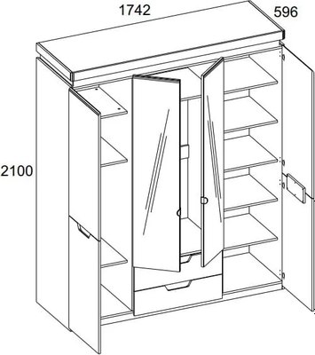 Шкаф Anrex Torino 4DG2S Z