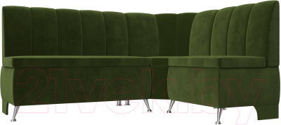 Уголок кухонный мягкий Лига Диванов Кантри 113 правый (микровельвет, зеленый) - фото