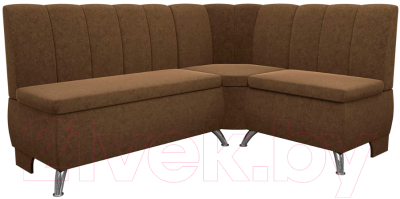Уголок кухонный мягкий Лига Диванов Кантри 113 правый / 60332 (микровельвет, коричневый) - фото