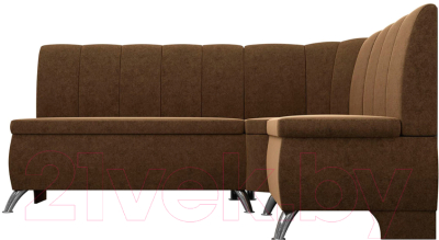 Уголок кухонный мягкий Лига Диванов Кантри 113 правый / 60332 (микровельвет, коричневый)