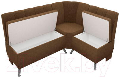 Уголок кухонный мягкий Лига Диванов Кантри 113 правый / 60332 (микровельвет, коричневый)