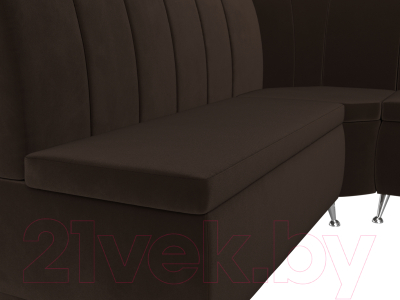 Уголок кухонный мягкий Лига Диванов Кантри 113 правый / 60332 (микровельвет, коричневый)