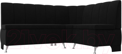 Уголок кухонный мягкий Лига Диванов Кантри 113 правый / 60334 (микровельвет, черный) - фото