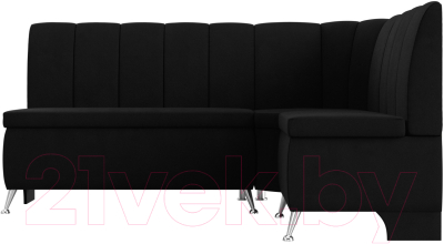 Уголок кухонный мягкий Лига Диванов Кантри 113 правый / 60334 (микровельвет, черный)