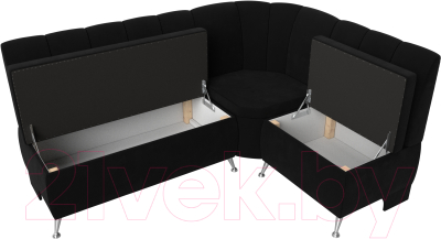 Уголок кухонный мягкий Лига Диванов Кантри 113 правый / 60334 (микровельвет, черный)