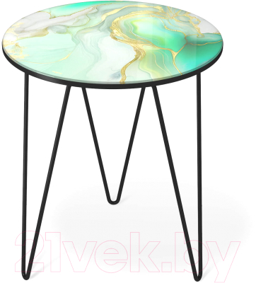 Журнальный столик Sheffilton SHT-CT27 (лазурно-голубой/черный муар)