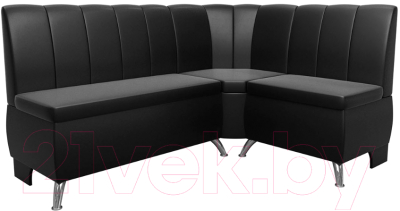 Уголок кухонный мягкий Лига Диванов Кантри 113 правый / 60338 (экокожа, черный) - фото