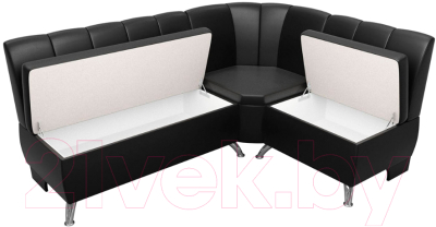 Уголок кухонный мягкий Лига Диванов Кантри 113 правый / 60338 (экокожа, черный)