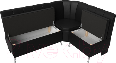 Уголок кухонный мягкий Лига Диванов Кантри 113 правый / 60338 (экокожа, черный)
