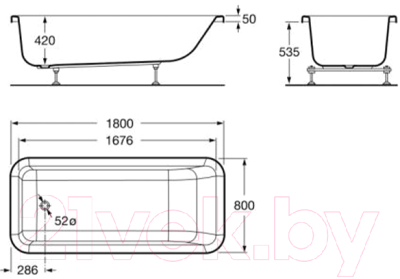 Ванна акриловая Roca Element 180x80 / A24T447000 + A24T437000