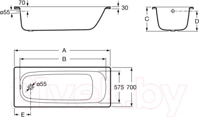 Ванна стальная Roca Contesa 160x70 / 235960000