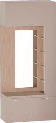 Секция в прихожую Мебельград Джерси с зеркалом и подсветкой - фото